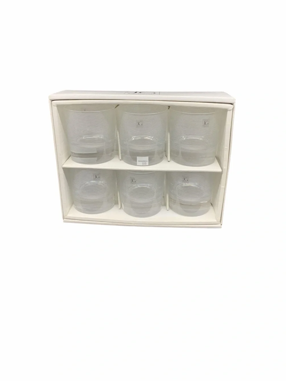 JLG Crystal Durand Set of 6 Clear Glass Tumblers with Subtle Etched Lines